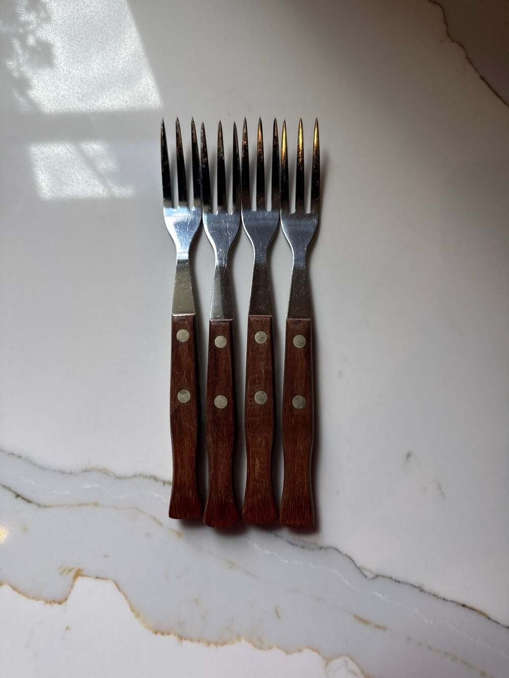 Vintage Prestige England Stainless Steel Rosewood Handle Forks - Set of 4